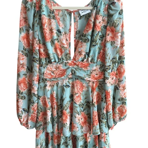 Hello Molly Miami Loves Dress Mint-            V-Neck Ruffle Dress - Picture 9 of 13